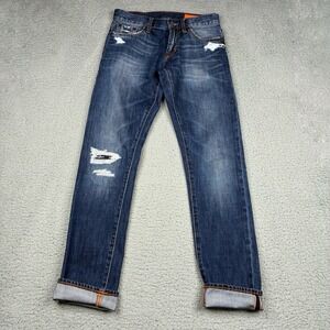 Jean Shop Denim Jeans Men's 28 (29x31) Blue Mick Selvedge Straight Distressed